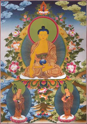 Buddha Shakyamuni with his 2 chief disciples